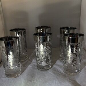 Vintage MCM KIMIKO Silver Knight Shield Highball Glasses-Set Of 6